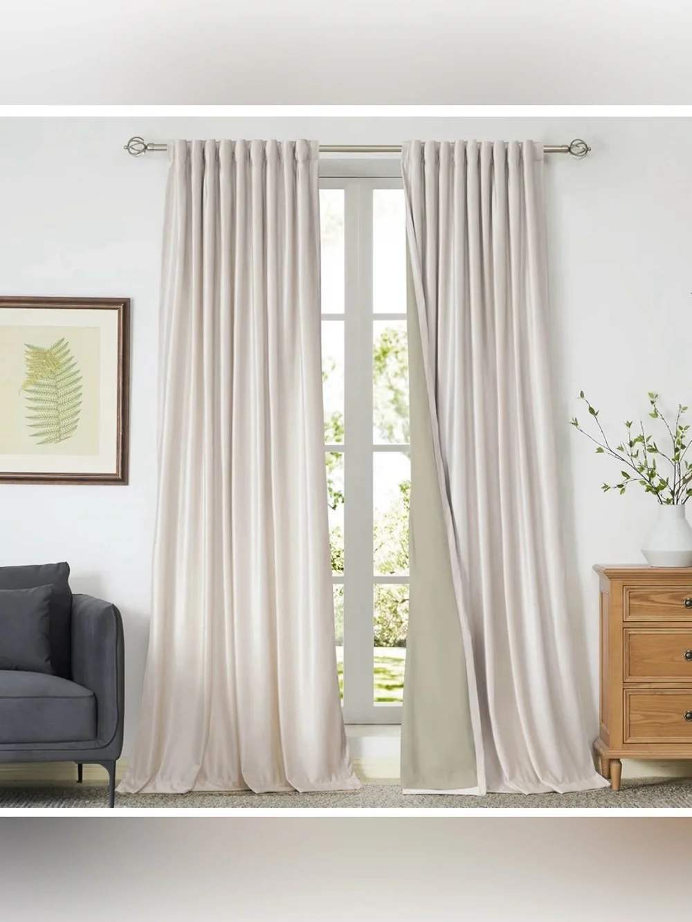 Cream Ivory Velvet blackout curtain drapes W52” x L102” 2 panels